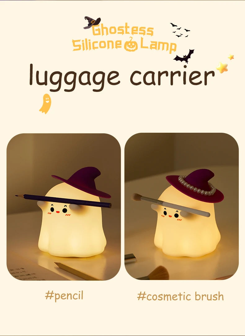 Halloween LED Night Light – Cute Silicone Pumpkin, Ghost & Mushroom Table Lamp for Kids, Nursery & Bedroom Gifts