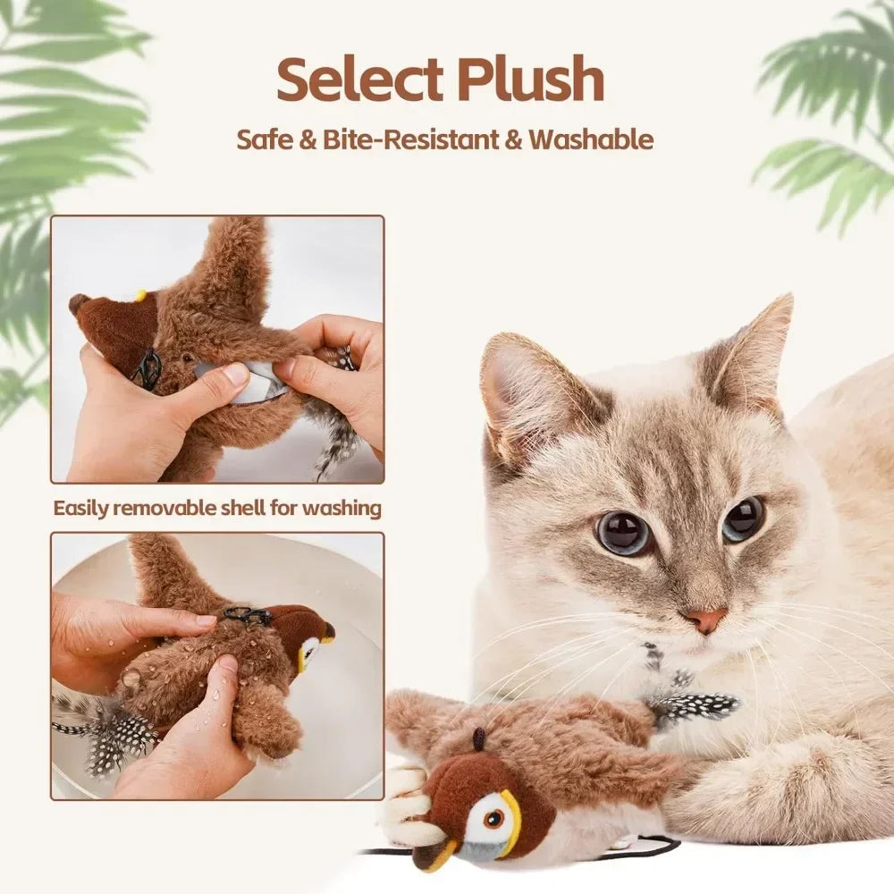 Interactive Chirping Bird Toy – Plush Catnip Pet Toy for Cats & Small Dogs