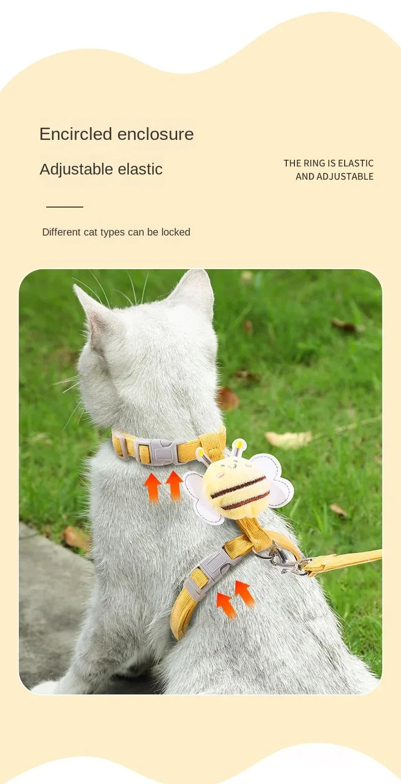 Bee-Themed Cat Harness & Leash Set – Adjustable & Comfortable