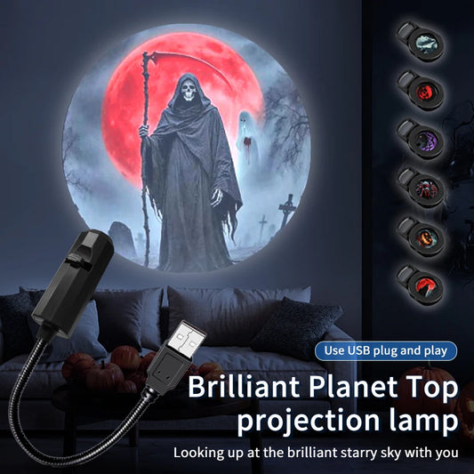 Mini USB Projection Lamp™ – Halloween, Christmas & Planet Decor