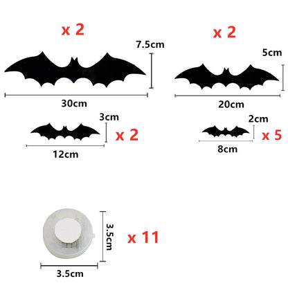3D Halloween Bat Lights™ – LED PVC Wall Decor for Home & Party