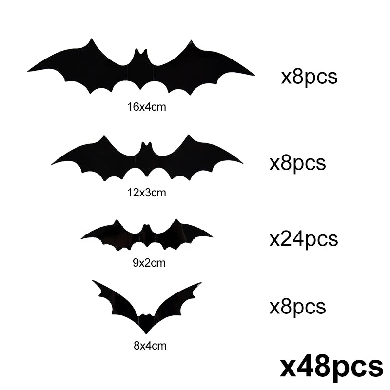 3D Black Bat™ Wall Stickers (12–120pcs) – Scary Halloween Party & Home Décor Must-Have