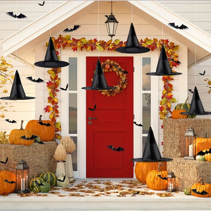 18-Piece Halloween Witch Hat Set™ – 3D Bats & Party Decor