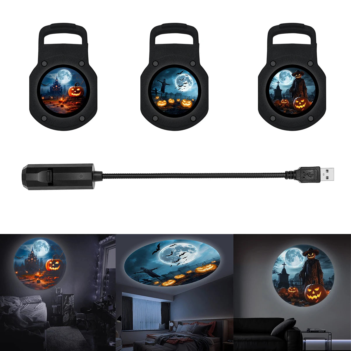 Moon Pumpkin Projection Lamp™ – 360° Rotatable Halloween Atmosphere Light