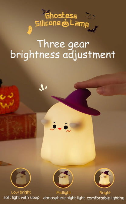 Halloween LED Night Light – Cute Silicone Pumpkin, Ghost & Mushroom Table Lamp for Kids, Nursery & Bedroom Gifts