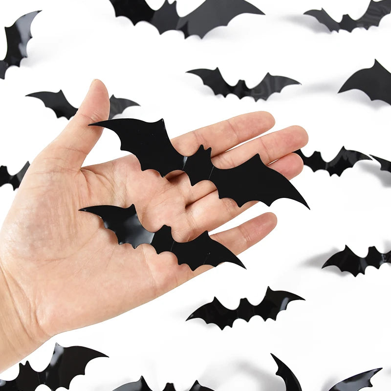 3D Black Bat™ Wall Stickers (12–120pcs) – Scary Halloween Party & Home Décor Must-Have