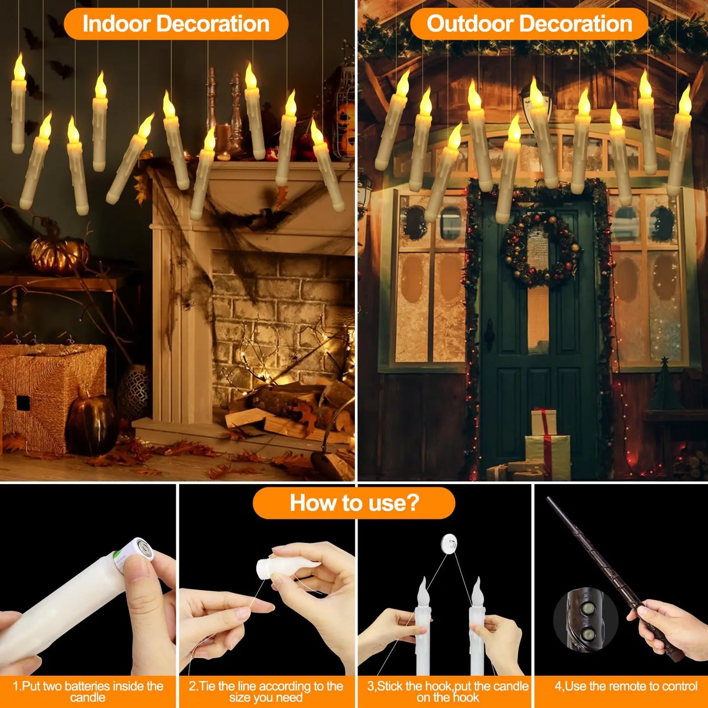 Floating LED Candles™ – 12/48/72pcs with Magic Wand for Party & Wedding Decor
