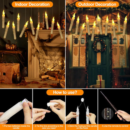 Floating LED Candles™ – 12/48/72pcs with Magic Wand for Party & Wedding Decor