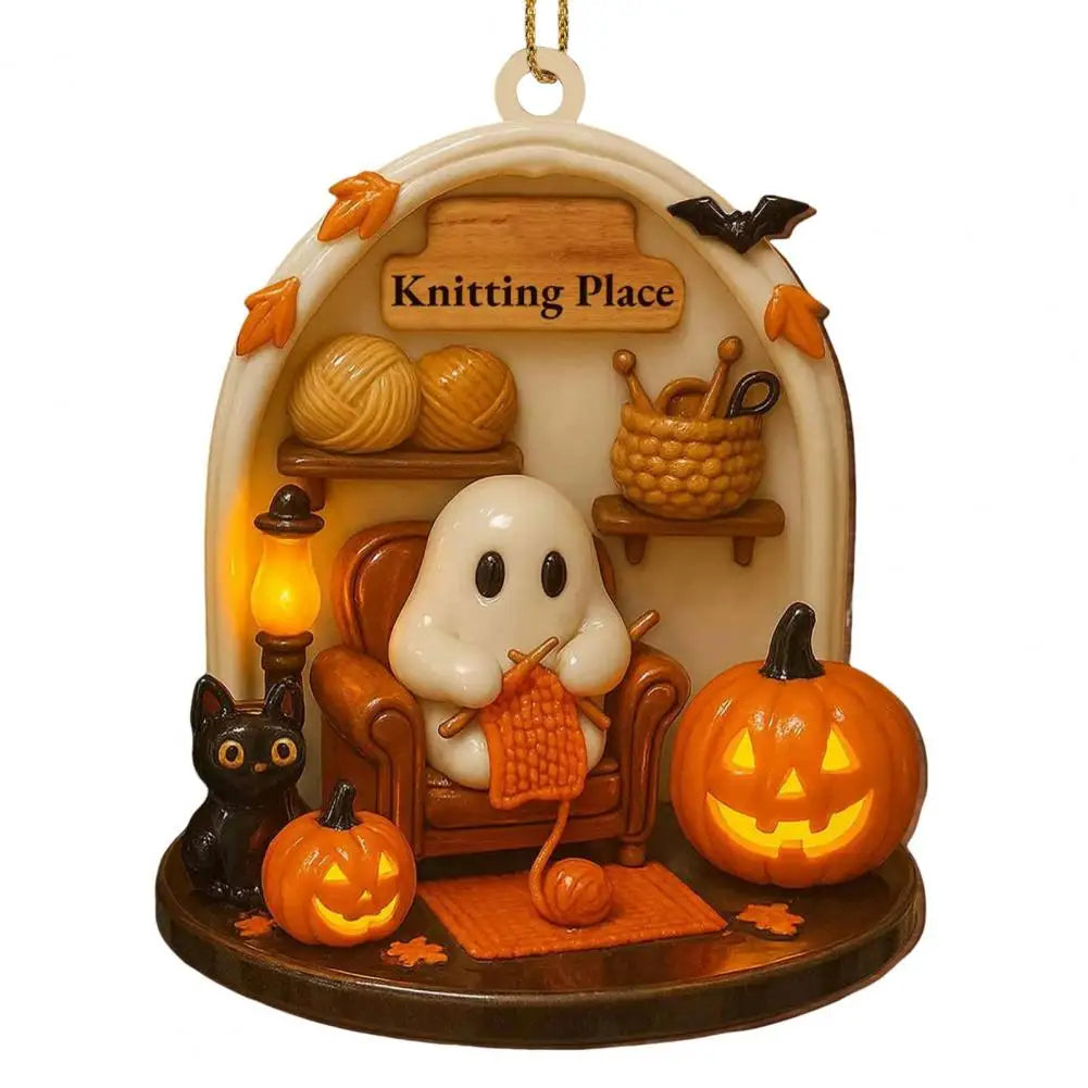 Cute Halloween Ghost Ornaments – Acrylic Warm Halloween Decorations for Indoor Home Decor