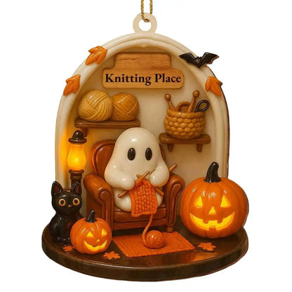 Cute Halloween Ghost Ornaments – Acrylic Warm Halloween Decorations for Indoor Home Decor
