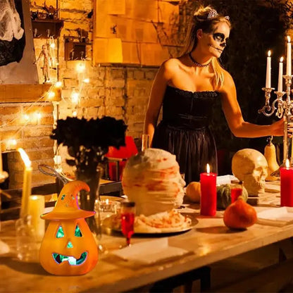 LED Halloween Pumpkin Ghost Lantern Lamp – DIY Hanging Candle Light Decoration for Home & Horror Props