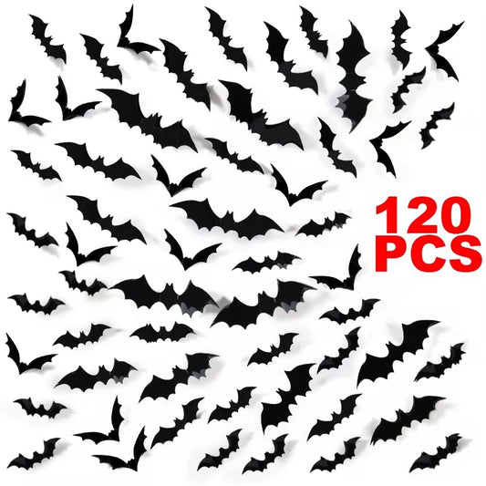 3D Black Bat™ Wall Stickers (12–120pcs) – Scary Halloween Party & Home Décor Must-Have