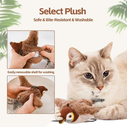 Interactive Chirping Bird Toy – Plush Catnip Pet Toy for Cats & Small Dogs