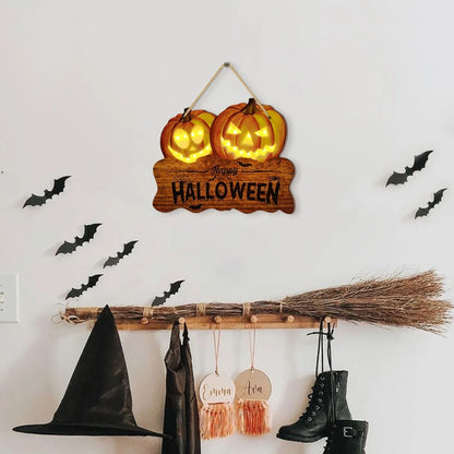 LED Wooden Halloween Sign™ – Jack-O’-Lantern Pumpkin Decor