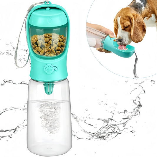 2-in-1 Pets Water Bottle & Food Dispenser – Portable Travel Cup for Pets