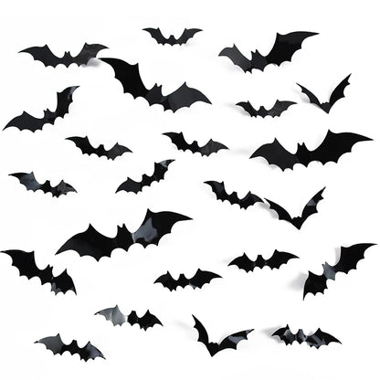 3D Black Bat™ Wall Stickers (12–120pcs) – Scary Halloween Party & Home Décor Must-Have