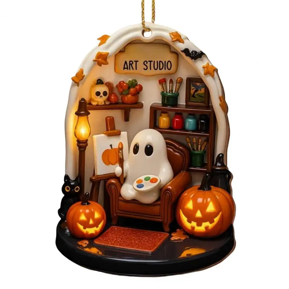 Cute Halloween Ghost Ornaments – Acrylic Warm Halloween Decorations for Indoor Home Decor