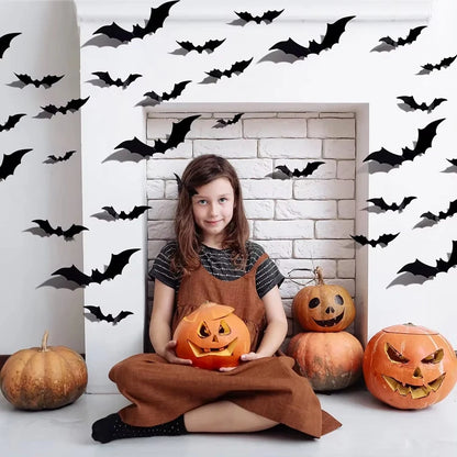 3D Black Bat™ Wall Stickers (12–120pcs) – Scary Halloween Party & Home Décor Must-Have