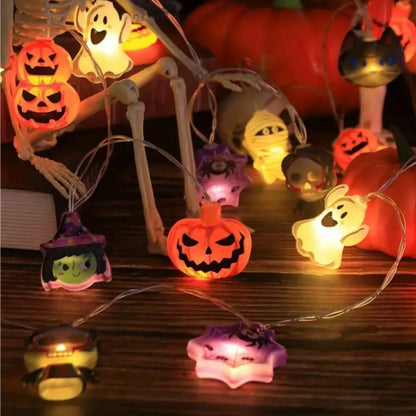 Halloween String Lights – 10/20/30 LED Pumpkin, Bat, Ghost, Cat, Spider, Pirate, Witch & Mummy Shapes for Home & Garden Décor