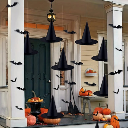 18-Piece Halloween Witch Hat Set™ – 3D Bats & Party Decor