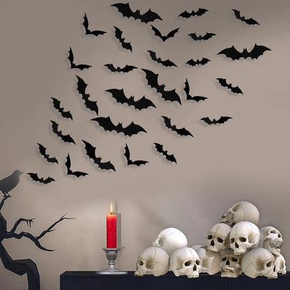 3D Black Bat™ Wall Stickers (12–120pcs) – Scary Halloween Party & Home Décor Must-Have