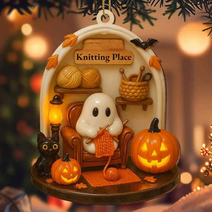 Cute Halloween Ghost Ornaments – Acrylic Warm Halloween Decorations for Indoor Home Decor