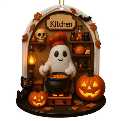 Cute Halloween Ghost Ornaments – Acrylic Warm Halloween Decorations for Indoor Home Decor
