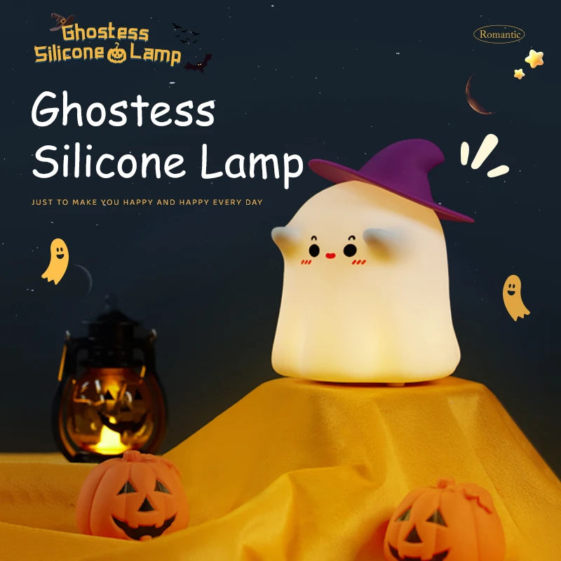 Halloween LED Night Light – Cute Silicone Pumpkin, Ghost & Mushroom Table Lamp for Kids, Nursery & Bedroom Gifts
