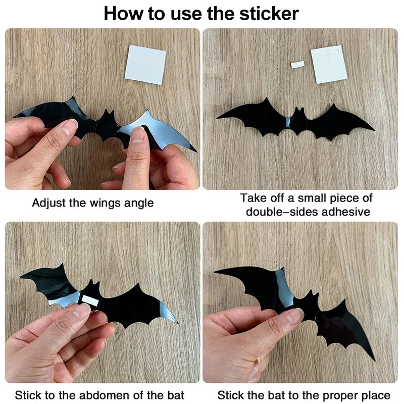 3D Black Bat™ Wall Stickers (12–120pcs) – Scary Halloween Party & Home Décor Must-Have