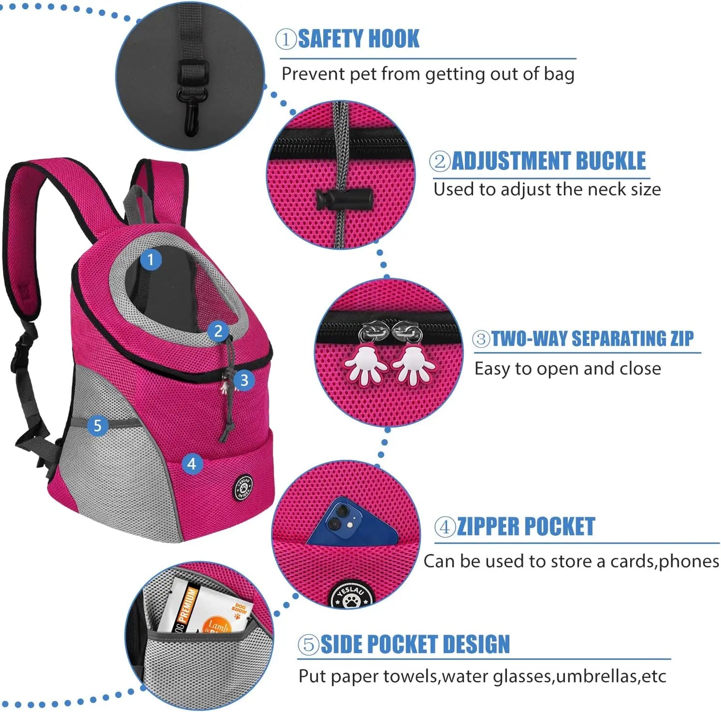 Small Dog Carrier Backpack – Breathable Travel Bag for Pets