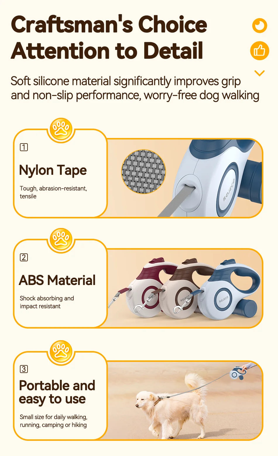 Pet Retractable Leash – 3M/5M for Walking Small Dogs & Cats
