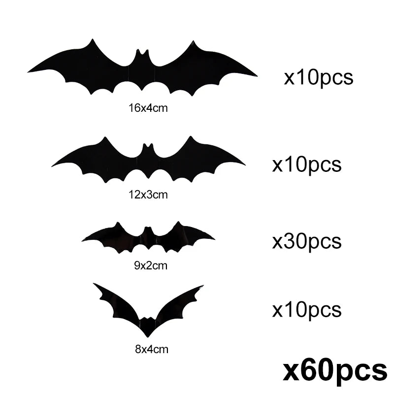 3D Black Bat™ Wall Stickers (12–120pcs) – Scary Halloween Party & Home Décor Must-Have