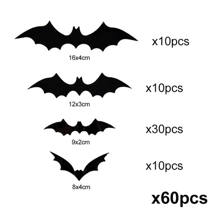 3D Black Bat™ Wall Stickers (12–120pcs) – Scary Halloween Party & Home Décor Must-Have