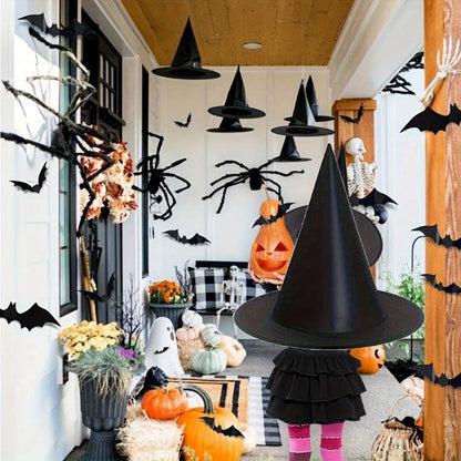 18-Piece Halloween Witch Hat Set™ – 3D Bats & Party Decor