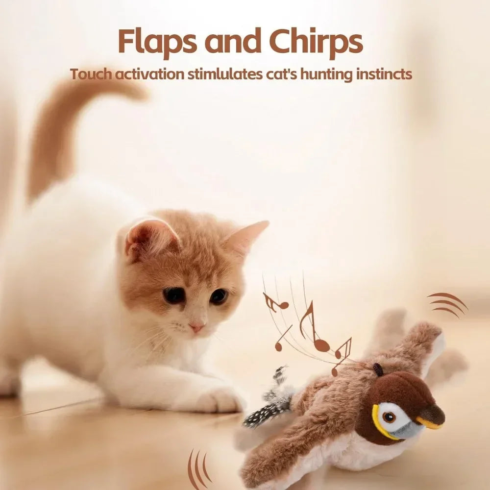 Interactive Chirping Bird Toy – Plush Catnip Pet Toy for Cats & Small Dogs