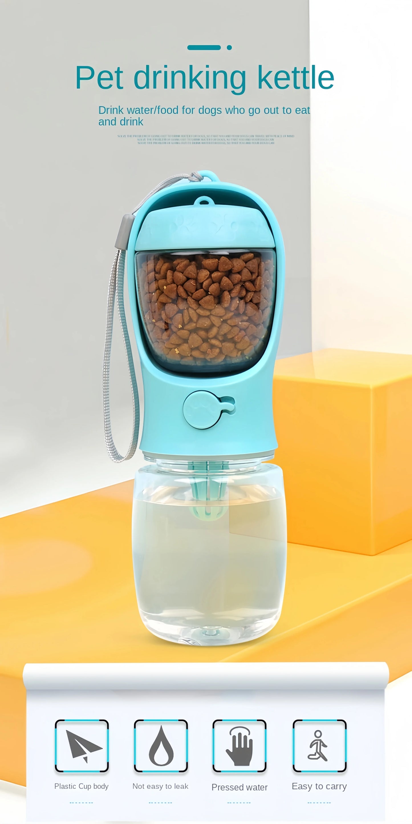2-in-1 Pets Water Bottle & Food Dispenser – Portable Travel Cup for Pets