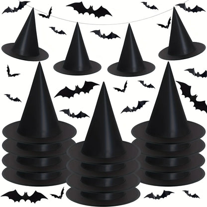 18-Piece Halloween Witch Hat Set™ – 3D Bats & Party Decor