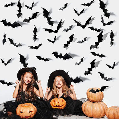 3D Black Bat™ Wall Stickers (12–120pcs) – Scary Halloween Party & Home Décor Must-Have