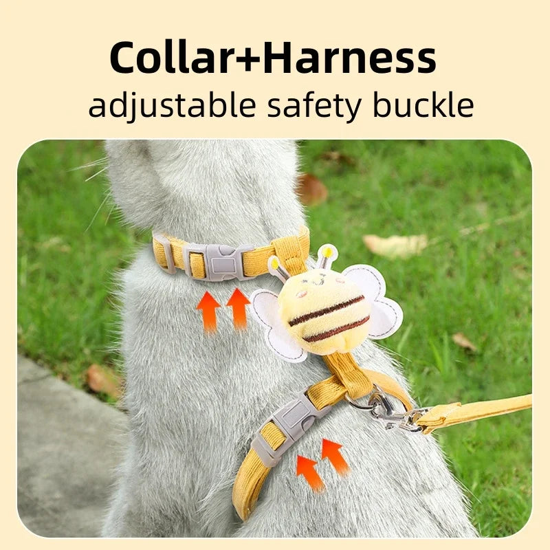 Bee-Themed Cat Harness & Leash Set – Adjustable & Comfortable
