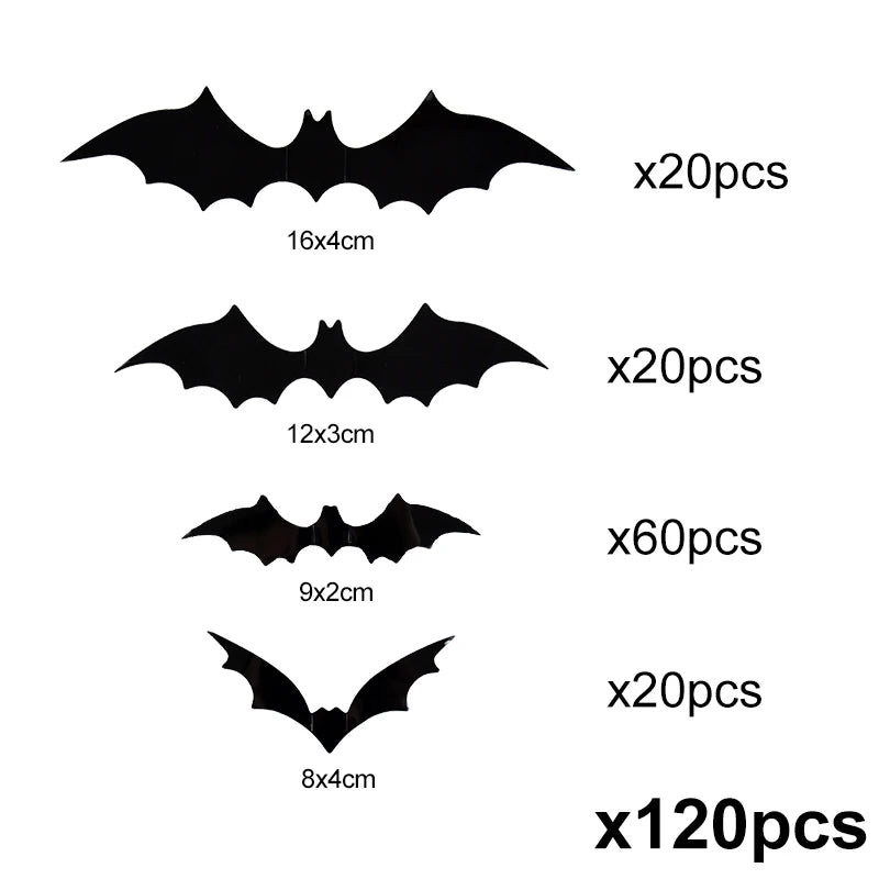 3D Black Bat™ Wall Stickers (12–120pcs) – Scary Halloween Party & Home Décor Must-Have