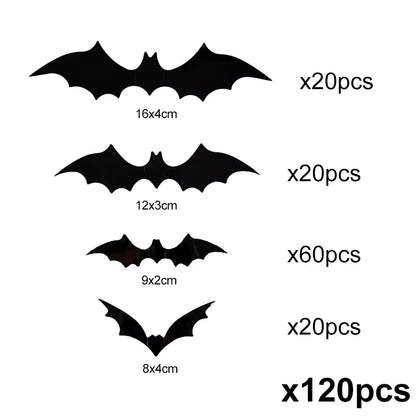3D Black Bat™ Wall Stickers (12–120pcs) – Scary Halloween Party & Home Décor Must-Have