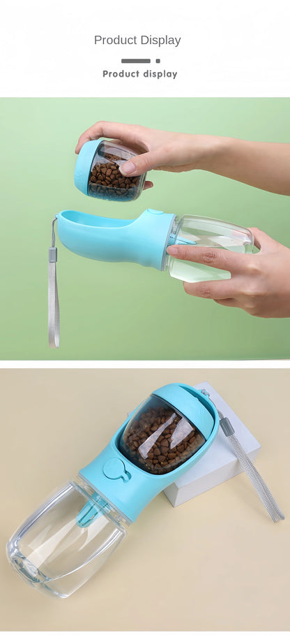 2-in-1 Pets Water Bottle & Food Dispenser – Portable Travel Cup for Pets