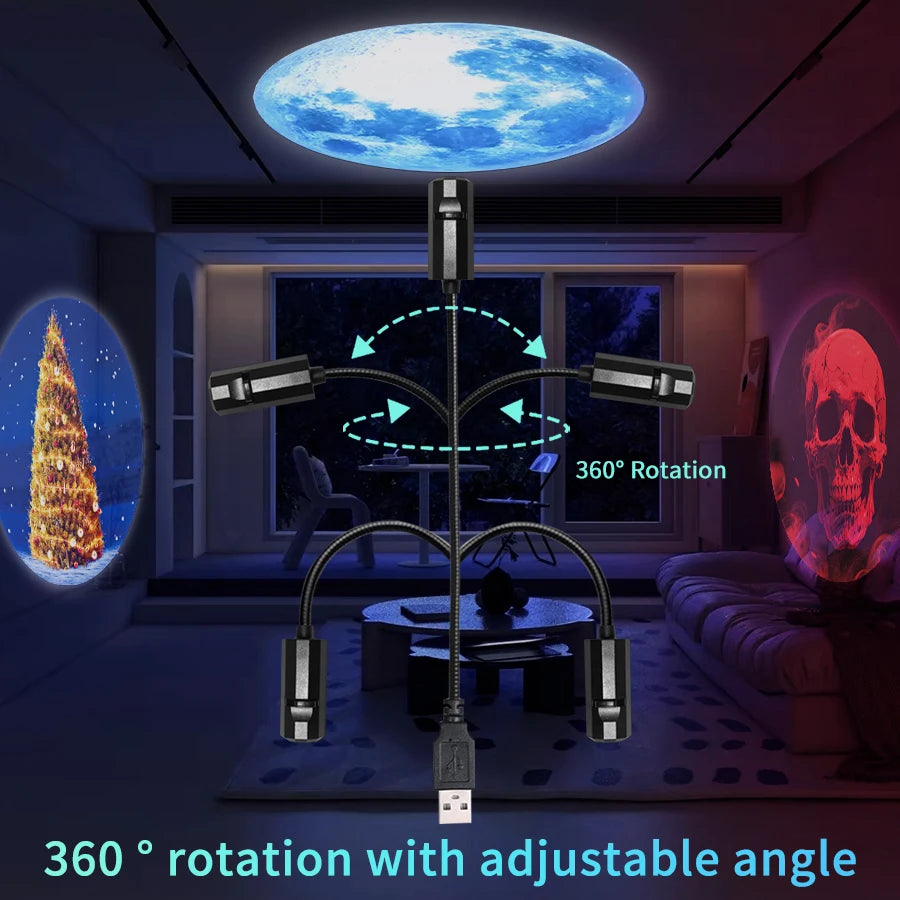 Mini USB Projection Lamp™ – Halloween, Christmas & Planet Decor