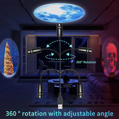 Mini USB Projection Lamp™ – Halloween, Christmas & Planet Decor