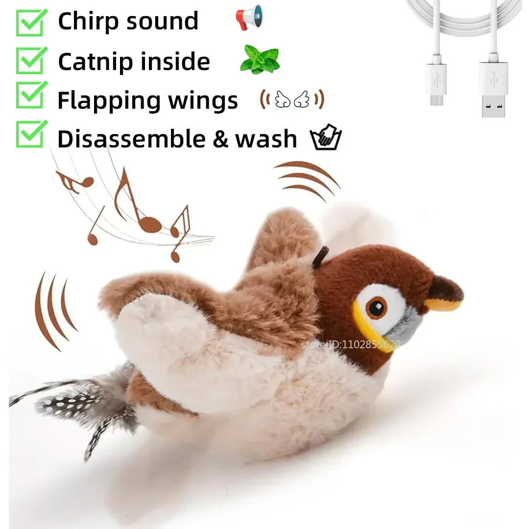 Interactive Chirping Bird Toy – Plush Catnip Pet Toy for Cats & Small Dogs