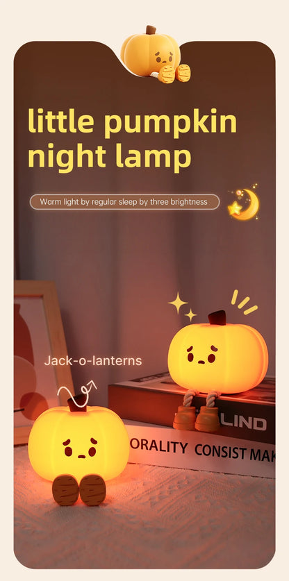 Halloween LED Night Light – Cute Silicone Pumpkin, Ghost & Mushroom Table Lamp for Kids, Nursery & Bedroom Gifts