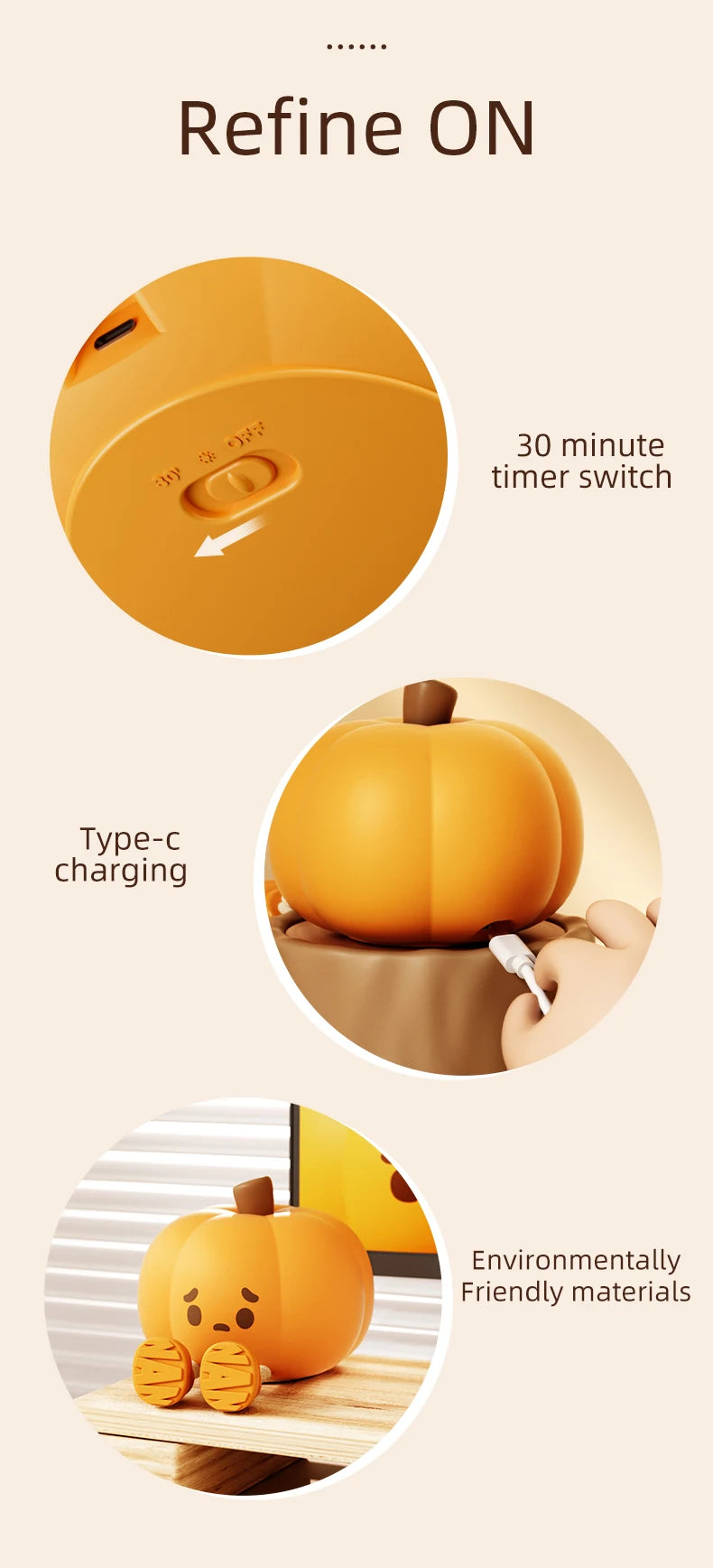 Halloween LED Night Light – Cute Silicone Pumpkin, Ghost & Mushroom Table Lamp for Kids, Nursery & Bedroom Gifts
