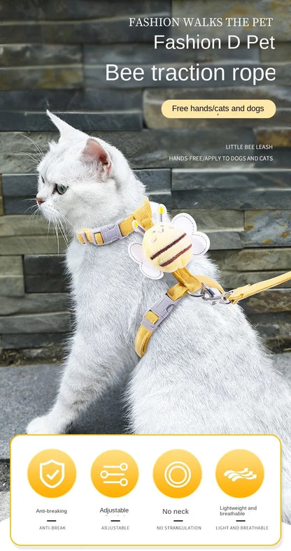 Bee-Themed Cat Harness & Leash Set – Adjustable & Comfortable