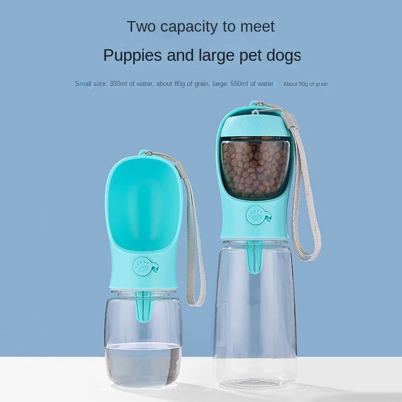 2-in-1 Pets Water Bottle & Food Dispenser – Portable Travel Cup for Pets
