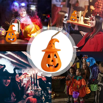 LED Halloween Pumpkin Ghost Lantern Lamp – DIY Hanging Candle Light Decoration for Home & Horror Props